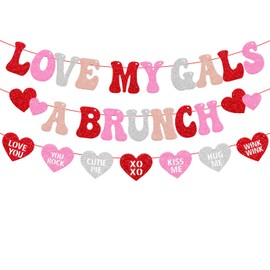 Love My Gals A Brunch Banner Happy Galentines Day Party Decorations Girls Ladies Friends Valentine's Party Supplies(Colorful)
