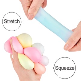 Expressions 12pc Value Pack - Squeeze Balls in Glow in The Dark Colors - Fidget Toy Stress Balls for Adults and Kids - Anxiety Relief Items to Squish, Squeeze, Throw and Stick Fidgets for Kids