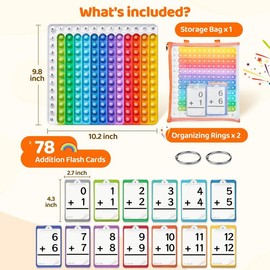 „ÄêJoyCat„ÄëMath Flash Cards & Pop Fidget Chart, Math Manipulatives Game for Addition Subtraction Division Multiplication, Mathematics Educational Toys:_Addition Flash Cards and PopIt