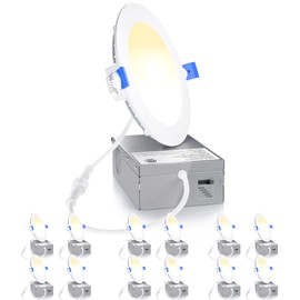 Ensenior 12 Pack 4 Inch LED Recessed Light, Dimmable, 2700K-5000K 5CCT, 750LM High Brightness, 9W 120V, 3 Pin, ERL-9X-ETL, Damp Rated, Ultra-Thin Canless Wafer Ceiling Light - ETL & FCC & IC