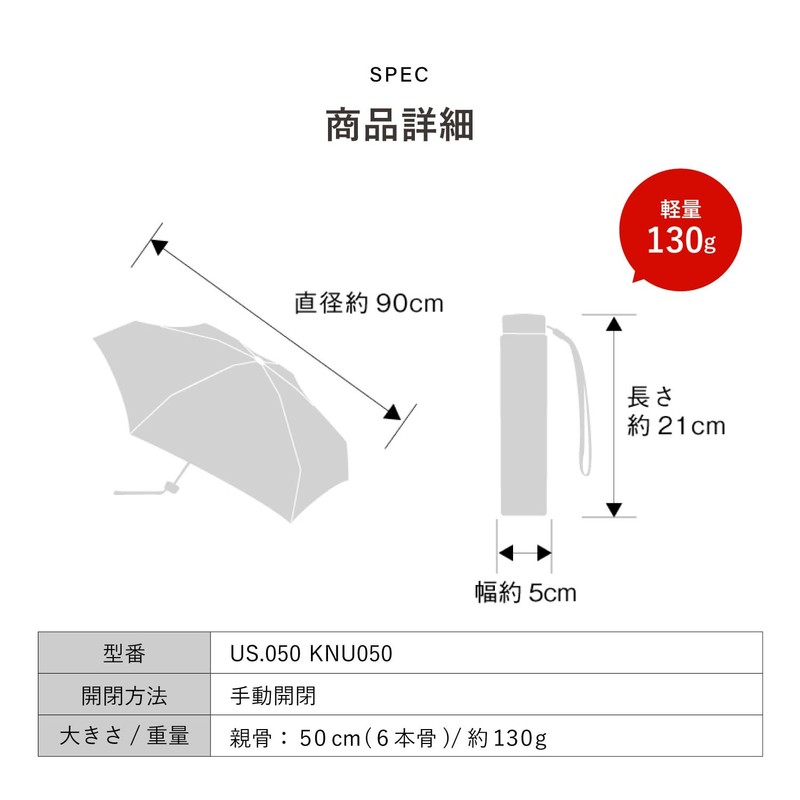 Knillipse KNU050-1201 Ultra Light Slim Manual Navy Folding Umbrella, Lightweight,