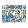 Blue/White Spanish Mexican Tile 3 Gang Triple Toggle Light Switch