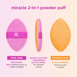 Real Techniques Miracle Complexion Sponge + Miracle 2-In-1 Powder Puff, Makeup Blending Sponge & Dual-Sided Powder Puff, For Liquids, Creams, & Powders, Vegan & Latex-Free, 2 Count