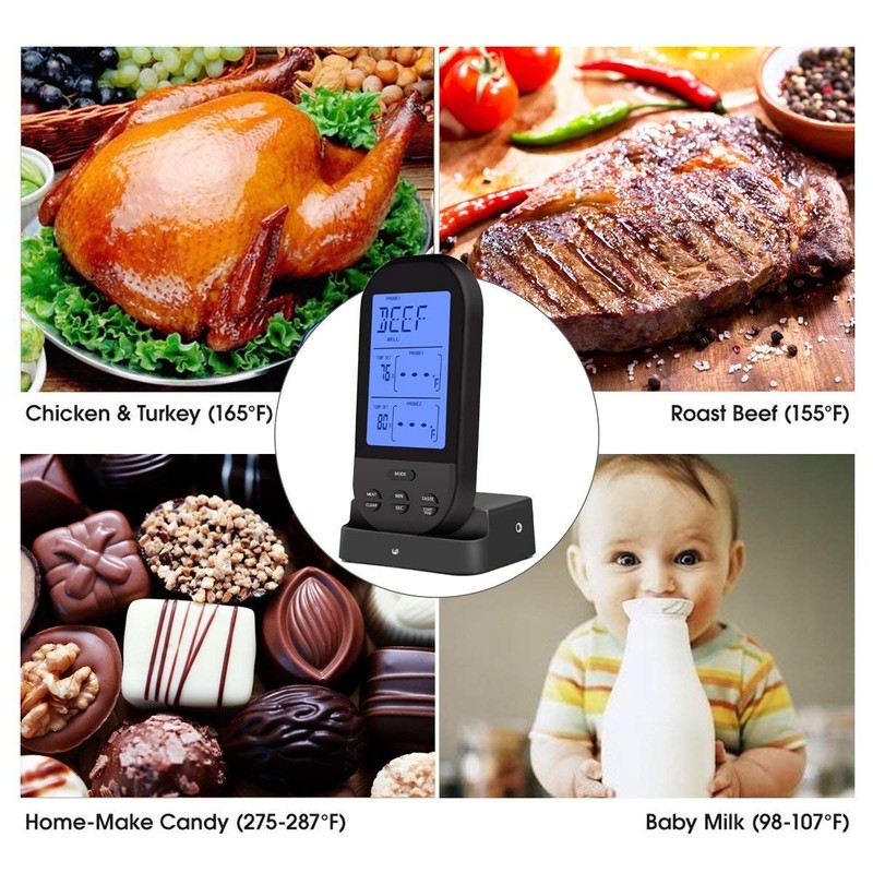 Nine-Rong Wireless Digital Meat Thermometer With Dual Probes