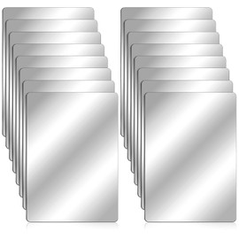 Marsui Shatter Proof Plastic Mirrors 4 x 6 Inch Mirror Tiles with Soft Round Corners Double Sided Protective Film Mirror Sheets Art and Craft Supply for Bathroom Home Decor(16 Pieces)