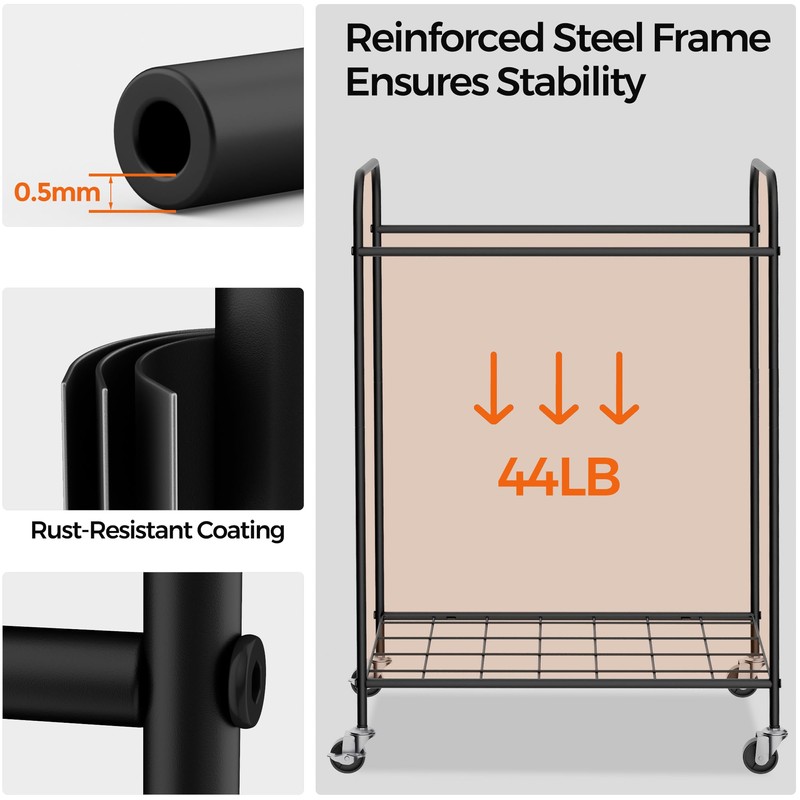 Laundry Hamper with Wheels, 90L Laundry Basket with Handle, Laundry