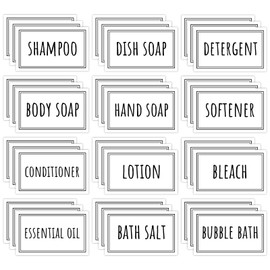 Segbeauty Soap Dispenser Bottle Labels, Pack of 36 Labels for Laundry Room, Waterproof Stickers Names for Kitchen, Bathroom, Shampoo, Dish Soap, Lotion (White, 5 cm x 3 cm)