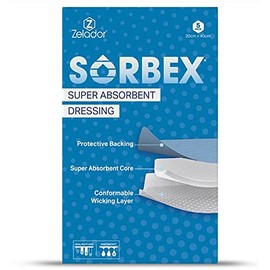 Sorbex Sorbex Super Absorbent Dressing Pad for Moderate to Heavy Exuding Draining Wounds (20x40cm) Superior Moisture Absorption sterile and Breathable - Pack of 5