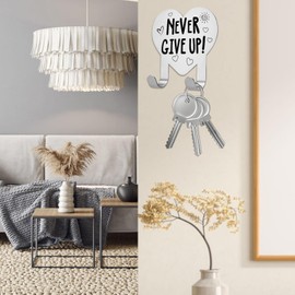 EFFJNSG Key Holder for Wall, Self Adhesive Hooks for Keys, Novelty Cute Home Decorations Key Hooks Wall Storage Home Decor for Entryway Living Room, Never Give Up Key Hooks EDG02