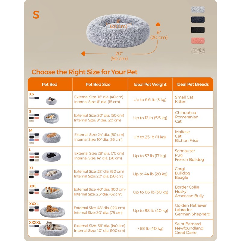 Feandrea Feandrea Dog Bed, Donut Cat Bed, Fluffy Calming Pet