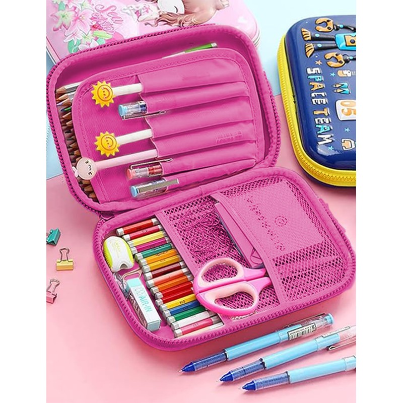 Gxdamxz Pencil Case Girls 3D Pencil Case Lock Unicorn Children