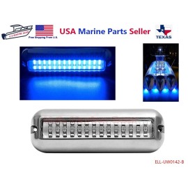 Mear Gear Blue Underwater Transom Light Stainless Steel Blue 42 LED Boat Marine Outboard