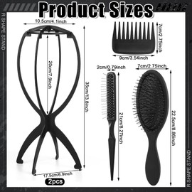 ProSuites 2 Pack Wig Head Stand with 3 PCS Wig Brush Comb, Travel Wig Holder Comb Set for for Women Multiple Wigs