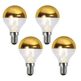 Lxcom Lighting 4W Half Chrome Gold LED Light Bulb(4 Pack), G45/G14 E14 Base Dimmable Gold Tipped Vintage LED Filament Bulbs Warm White 2700K Decorative Globe Bulbs