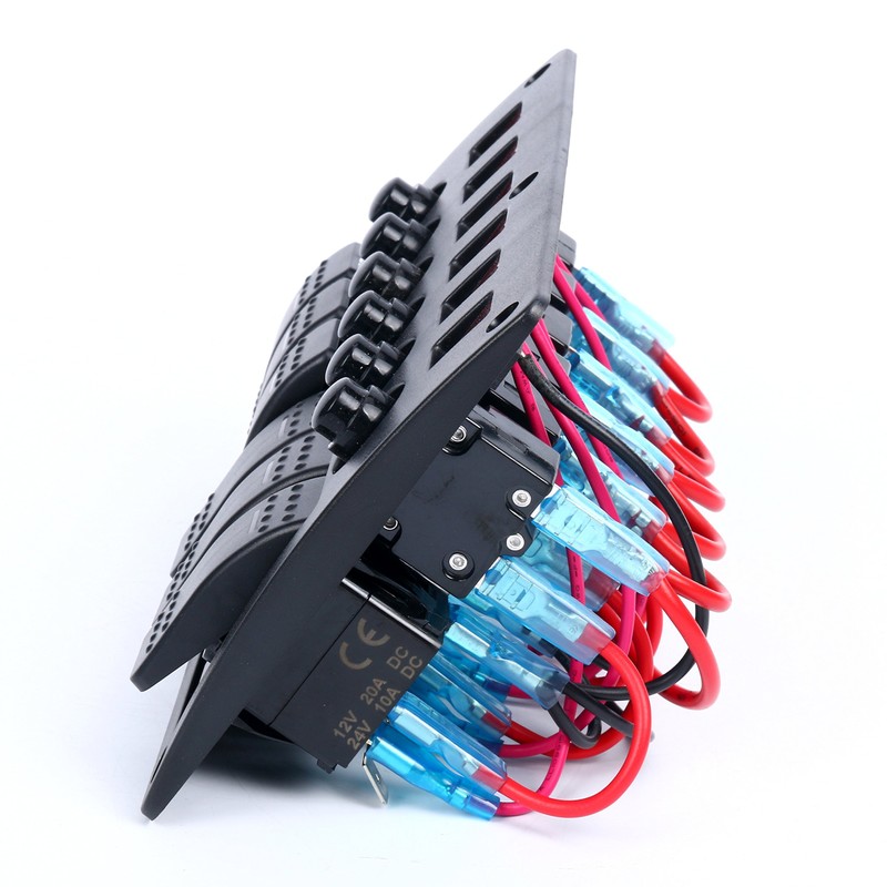 Amarine Made 6 Gang Red LED Indicators Rocker & Circuit