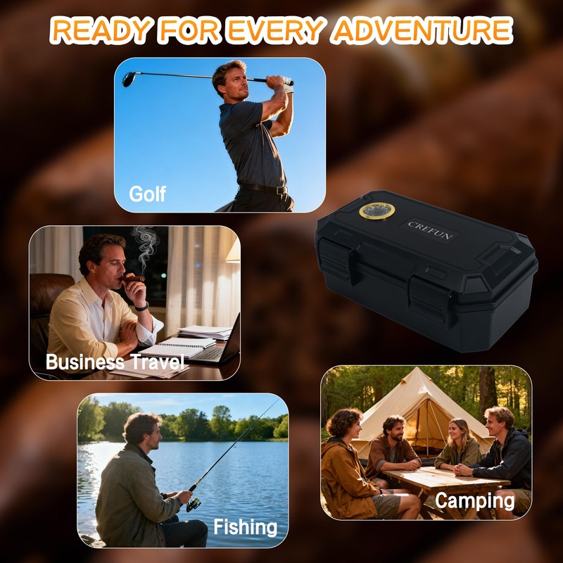Crefun Travel Cigar Case for 10 Cigars with Ashtray, ABS