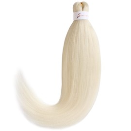 Leeven 8 Packs Blonde Braiding Hair Extensions Pre Stretched for Box Braids 20'' Yaki Straight EZ Braiding Hair Kanekalon Fiber Pre Stretched Crochet Braiding Hair Extension /20 Inch 613#