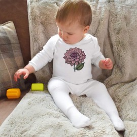 Azeeda 3-6 Month 'Dahlia Flower ' Baby Romper Jumpsuit/Sleep Suit (SS00087124) White