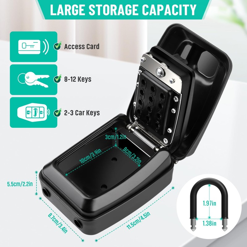 TEUEN Key Lock Box for Outside, Sturdy Waterproof Hanging Lock