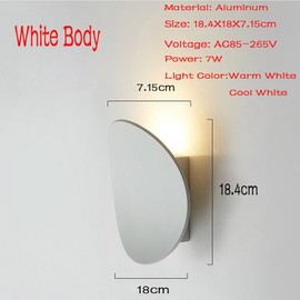 LED Indoor Wall Lamp Aluminum Decorative Lighting Home Loft Stairs AC85-265V, 7W White Body, Cool White(5500-7000K), 02 White, 1 Piece / LED 실내 벽 램프 알루미늄 장식 조명 홈 로프트 계단 AC85-265V, 7W White Body, Cool White(5500-7000K), 02 하얀색, 1개