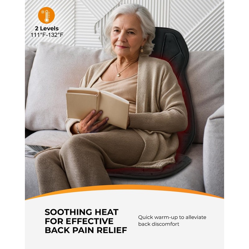 CooCoCo Vibration Back Massager with Heat, Massage Chair Pad with