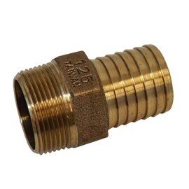 Merrill MFG No-Lead Bronze Adapter Inch Brass Male Adapter, Connects Submersible Pumps to Flexible Pipe, Threaded and Barbed NPT, 1-1/4"
