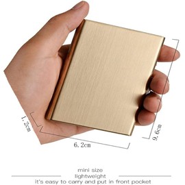 2 Stainless Steel Credit Card Wallet Business Card Holder, Metal Blocking Credit Card Case, Blocking Credit Card Protector with 6 Slots, Security Wallet for Men and Women(Golden)