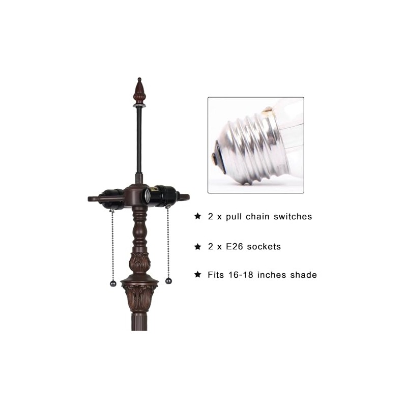 Capulina Tiffany Floor Lamp Base Only Replacement for 16-24 Inch
