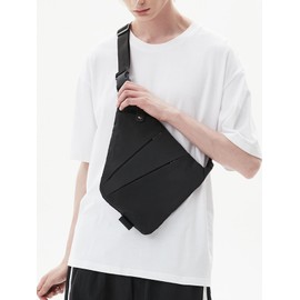 DIKOORI Wander Anti Theft Travel Bag for Women Men, Casual Sling Bag Crossbody Bag Shoulder Chest Bag for Biking Running Black