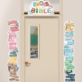 Yopyame Boho Books of the Bible Posters - 16PCS Educational Bible Door Borders Books of the Bible Door Cover for Scripture Church Bible Religious Christian Learning Posters for Classroom Sunday School