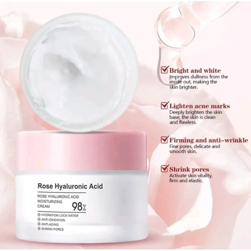 Crema Facial Bioaqua Hidratante Rosa Ácido Hialurónico Mixta Día/noche