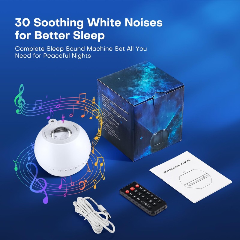 Sound Machine Light Projector, 30 Sleep Sounds for Adult, Bluetooth