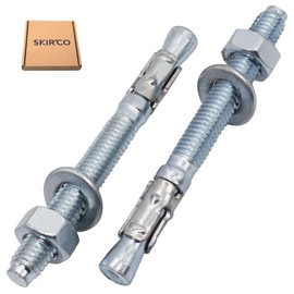 SKIR'CO (Pack of 10) Galvanised Wedge Anchors M8 x 80 mm Metal Dowel Anchor Bolts Masonry Concrete Anchors