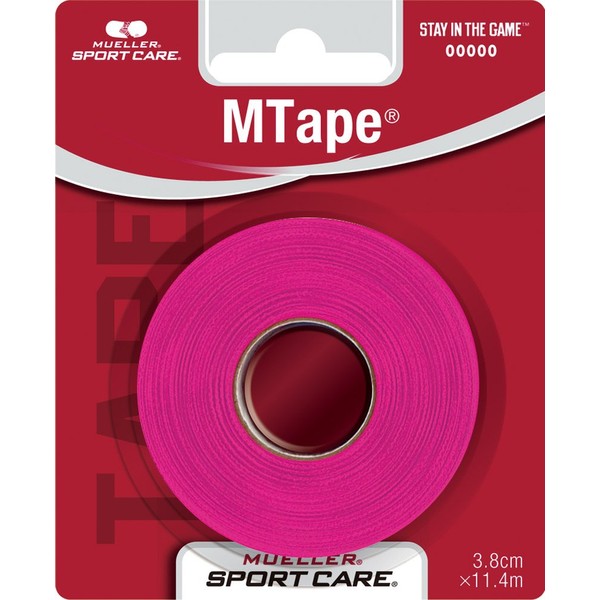 Mueller 430830 M Tape Team Color Blister Pack Pink 38mm Mtape Team Color Blister Pack Pink [1 Pack] Non-Elastic Cotton Tape Pink 38mm