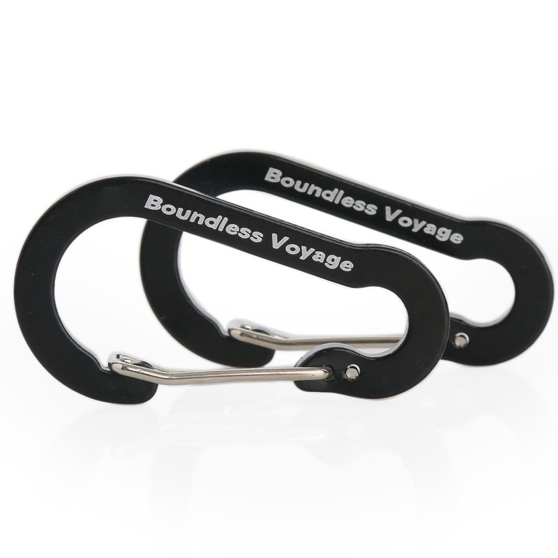 Boundless Voyage Carabiner with Storage Bag, Black, Set of 10