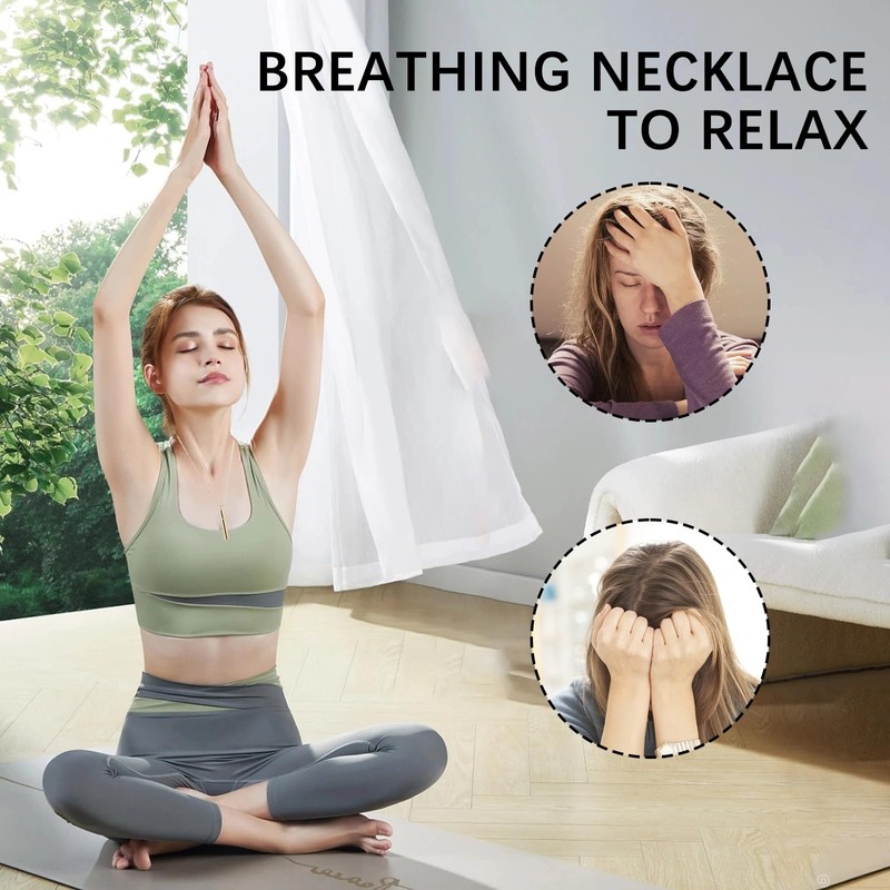 atnayo 2PCS Breathing Necklace, Portable Whistle Anxiety Breathing Necklace (Gold,
