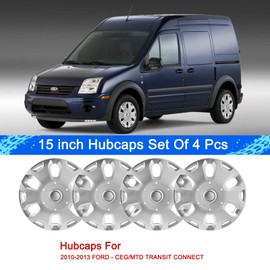 Hubcaps Compatible with 2010 2011 202 2013 Ford CEG/MTD Transit Connect; 15 inch Wheel Covers ;Set of 4 Packs (Silver Set of 4)