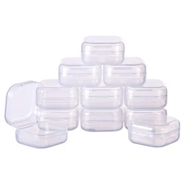 BENECREAT 24 Pack Square Mini Clear Plastic Bead Storage Containers Box Case with lid for Items,Earplugs,Pills,Tiny Bead,Jewerlry Findings - 1.38x1.38x0.7 Inches