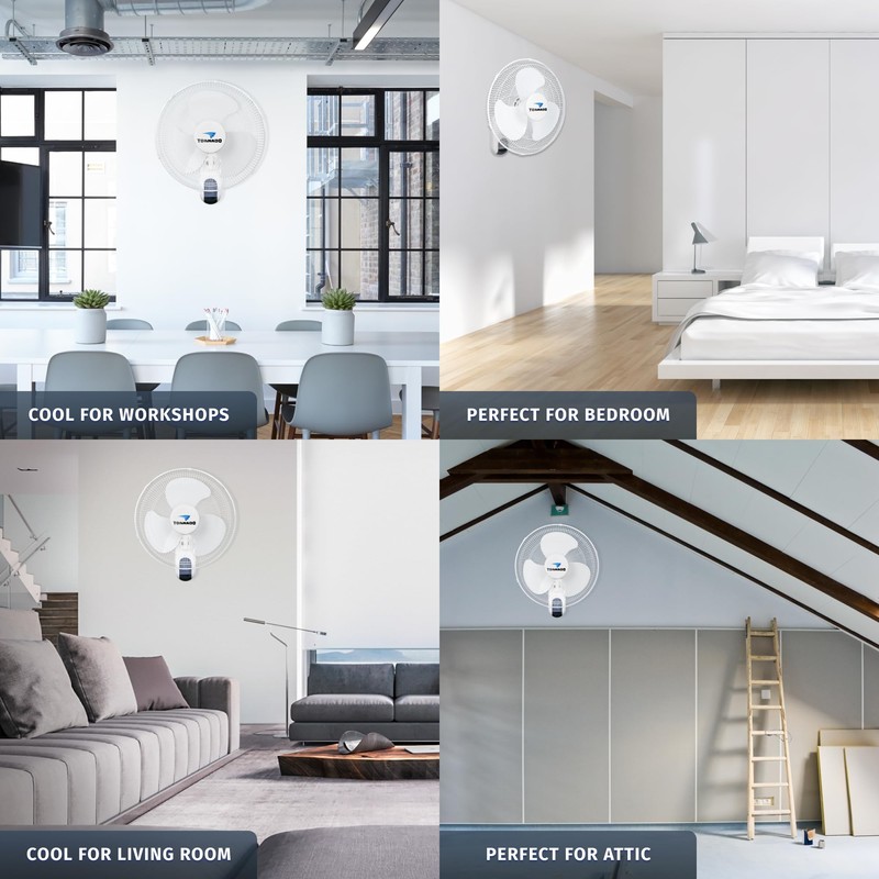 Tornado 2 Pack 16" 3-Speed Oscillating Wall Mount Fan with