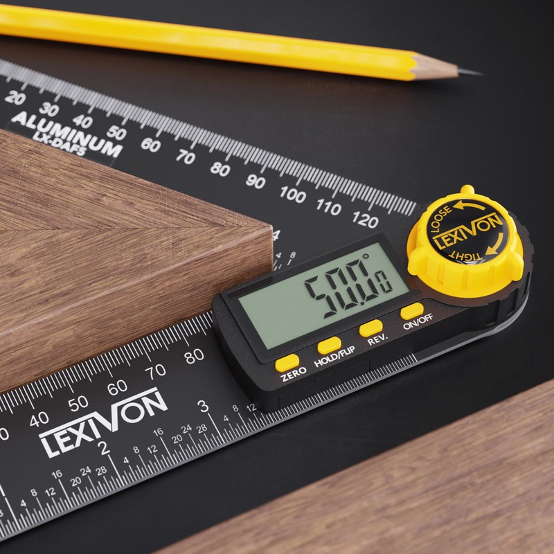 LEXIVON Aluminum Digital Angle Finder Gauge, 7-inch/180mm Multi-Purpose Protractor, Includes