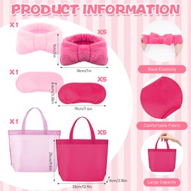 24Pcs Girls Spa Party Robe Supplies 6 Spa Party Robes 6 Tote Bags 6 Headbands 6 Eye Masks for Girls Birthday Party (Size 10)