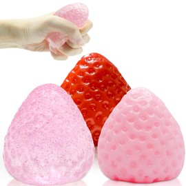 3Pcs Squishy,Cute Strawberry Squeeze Toys for Party,Kawaii Sticky Stress Toys,Relief Anxiety Gifts for Friends,Novelty Fidget Stuff for Office and School