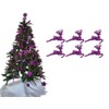 Pack of 6 - Hanging Glitter Reindeer Christmas Tree Decorations