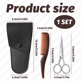 Beard Scissors for Men,Eyebrow Scissors with Comb,Sharp Stainless Steel Moustache Scissor,Moustache Scissor for Men,Multi-Function Moustaches Kit with Storage Bag,Suitable for Eyebrows,Beard,Etc.