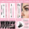 Lash Clusters Kit, 640 Pcs Eyelashes Clusters Extensions Kit 9-16mm