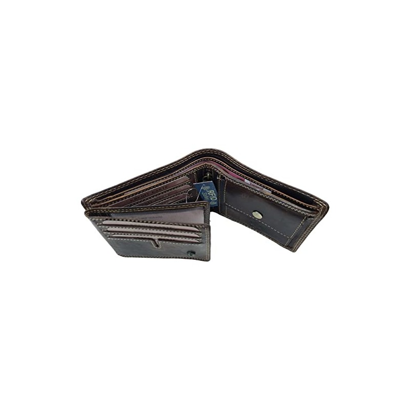 Einkaufszauber Genuine Buffalo Leather Hunter Purse Deer, dark brown, Wallet