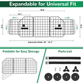 HAITRAL Universal-Fit Barrier,Adjustable Dog Barrier for SUVs,Cars,Trucks,Heavy-Duty Wire Mesh Guard Pet Divider,Back Seat Dog Separator Gate for Cargo Area,Safety Car Travel Accessories
