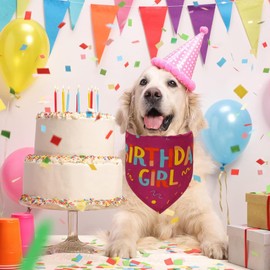 Lcekterur Dog Birthday Party Supplies Dog Birthday Girl Bandanas Party Pet Supplies Triangle Scarf Accessories and Decoration for Small Medium Large Dogs