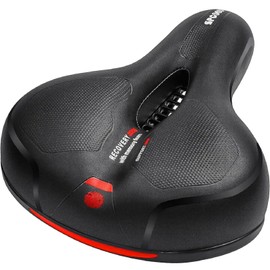 Comfortable Soft Bicycle Saddle, Foam Wheel Saddle, Waterproof Gel Bicycle Seat, Ergonomic Shock Absorbing Bicycle Saddle with Reflective Band for City Bike, Mountain Bike, Road Bike, Exercise Bike