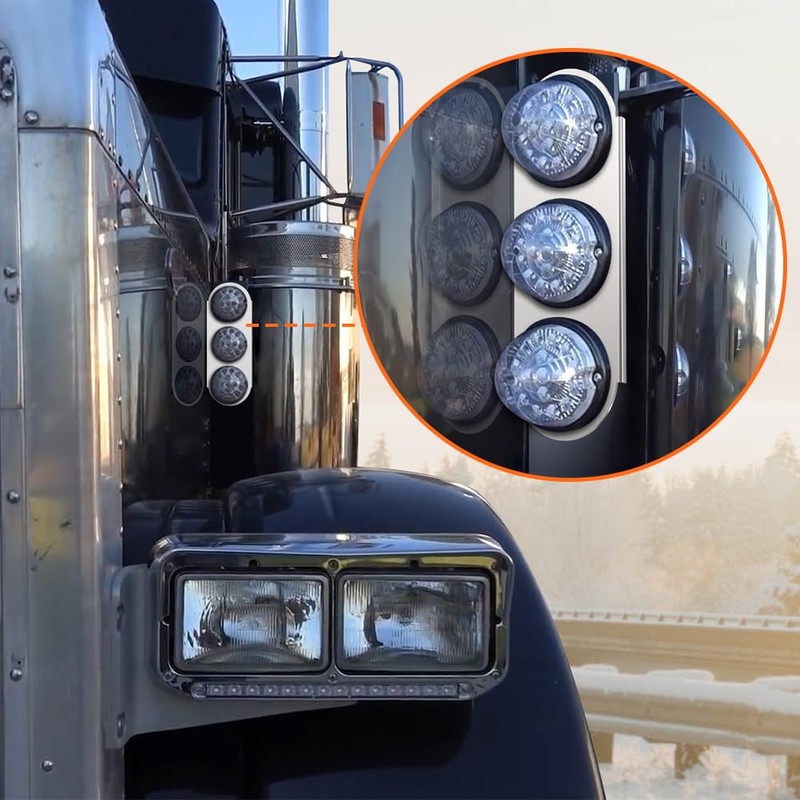MOTOQUEEN Air Cleaner Front Light Brackets Kit for Peterbilt 3